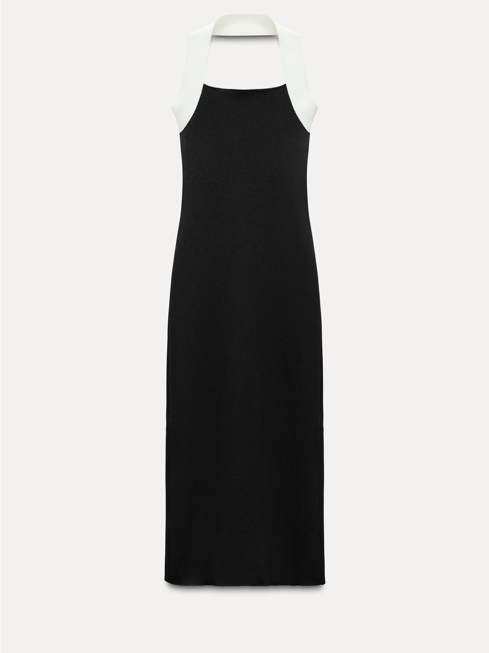 Zara Black Maxi Dress with White Halter Neck